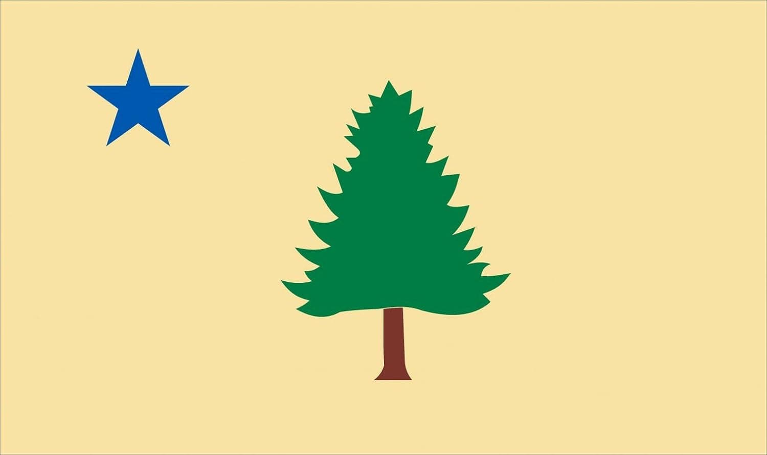 Vintage Yellow Maine State Flag Sticker (Yellow Background Green Tree and Blue Star ME Vinyl Decal)
