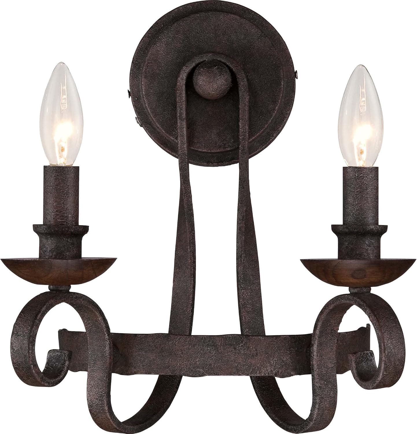 Quoizel NBE8702RK Noble European Wall Sconce Lighting, 2-Light, 120 Watts, Rustic Black (13"H x 12"W)