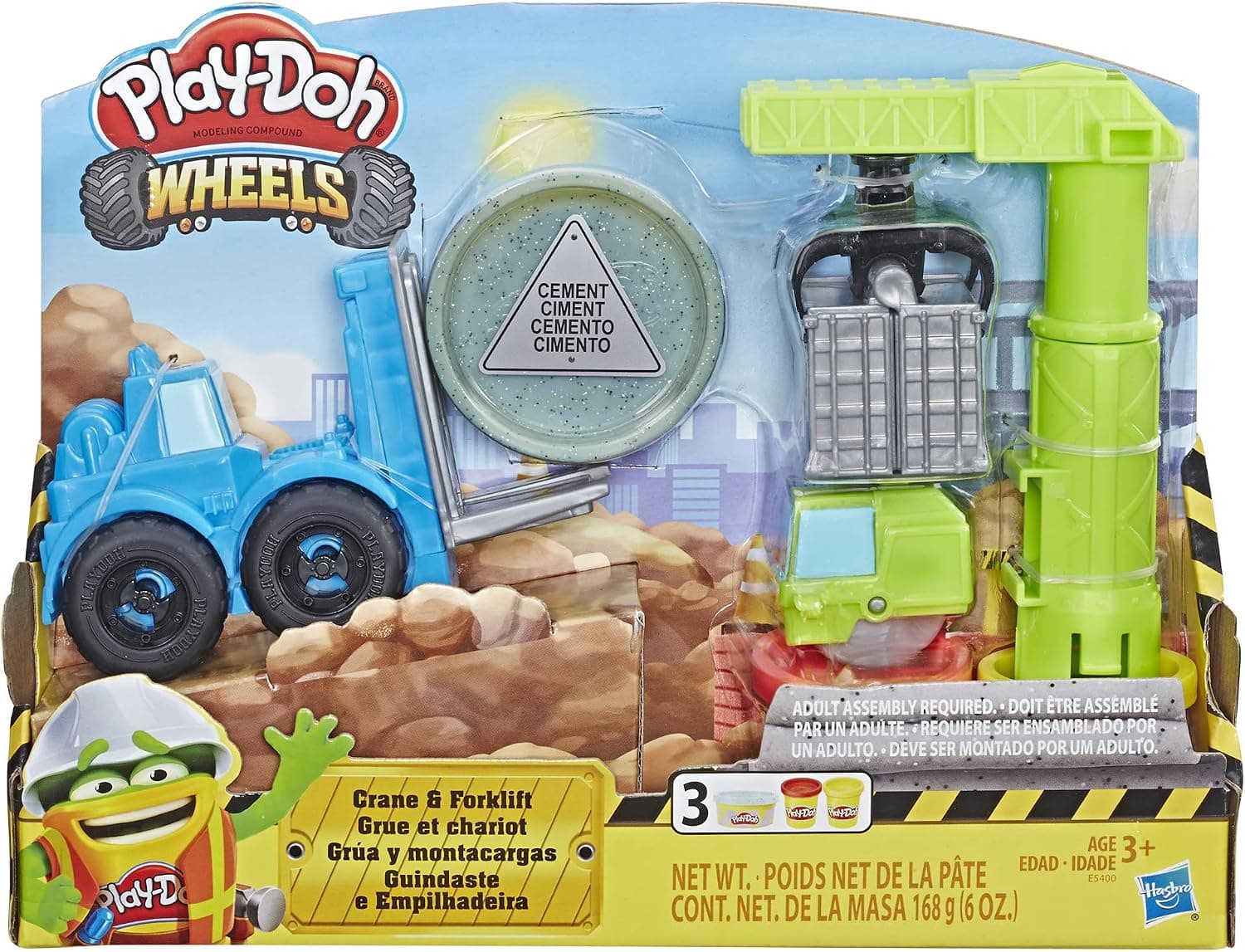 Play-Doh Wheels Crane and Forklift Construction Toys with Non-Toxic Cement Buildin' Compound Plus 2 Additional Colors