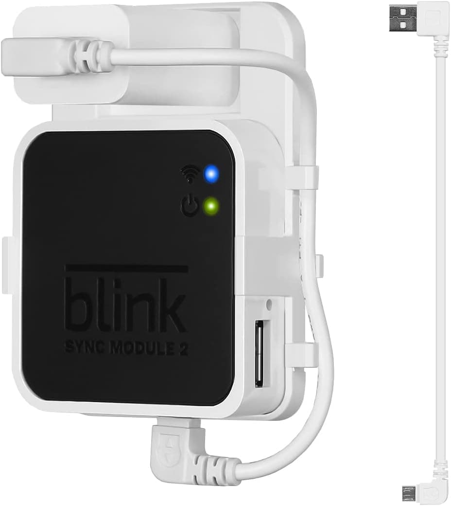 Samger Space Saving Outlet Wall Mount for Blink Sync Module 2, Easy Move Mounting Bracket Holder for Blink Outdoor and Indoor Security Camera Mount with Short Cable, No Messy Wires or Screws, White