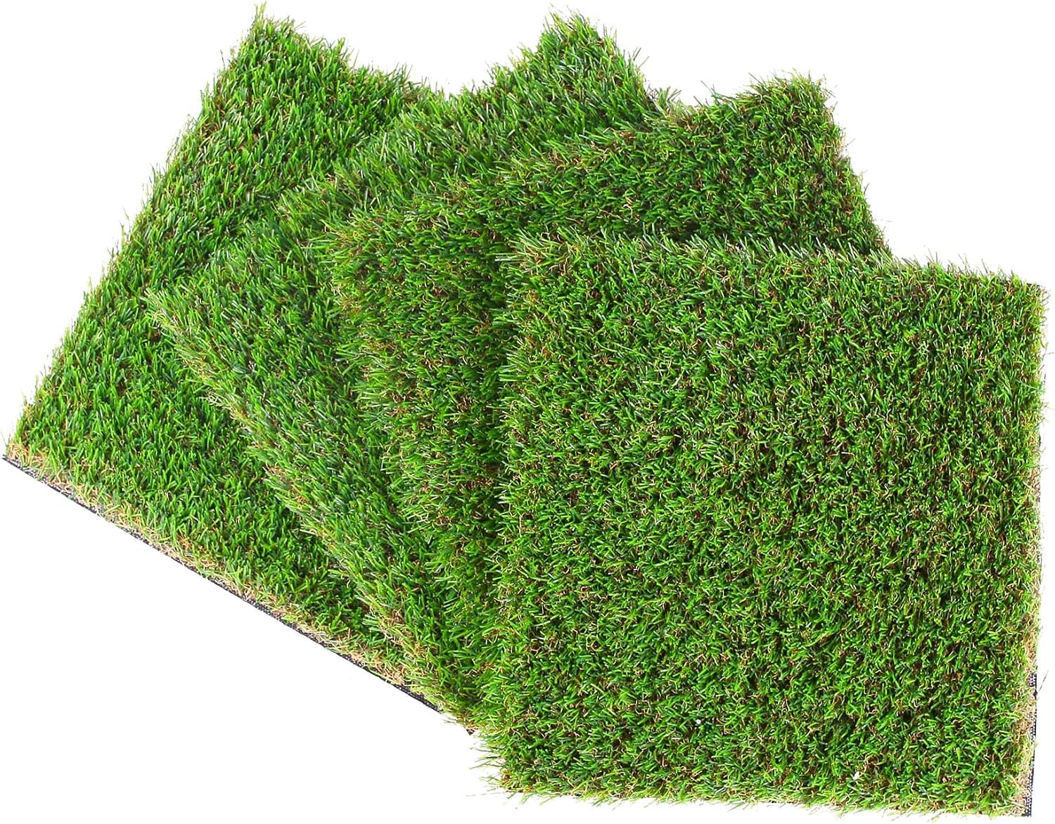 GLOBREEN Artificial Grass Squares Placemats Decorations for Party, Wedding, Birthday, 12" x 12", 4 Pack