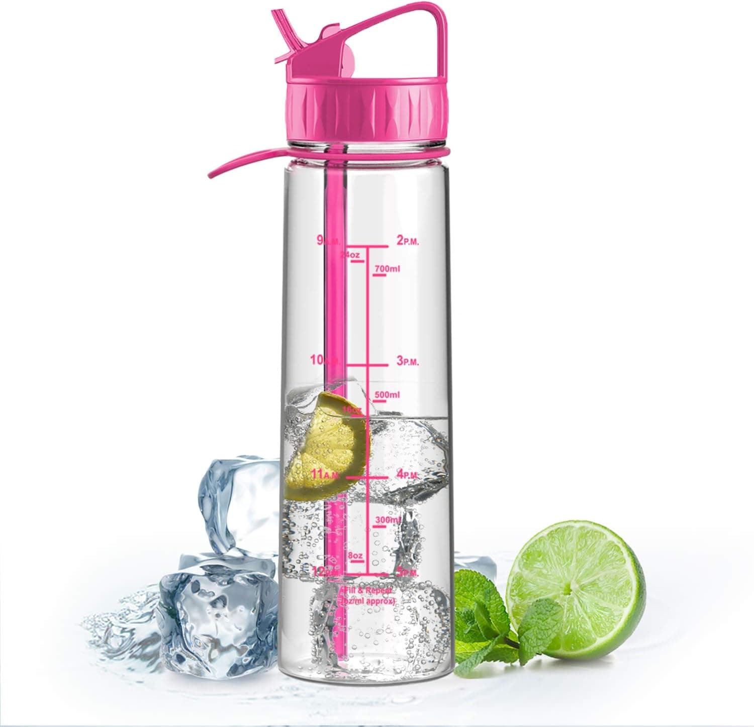Artoid Mode 30oz Motivational Sports Water Bottle with Time Markings and Measurements, Goal Marked Times Helps You Hydrate - Flip Straw, BPA Free