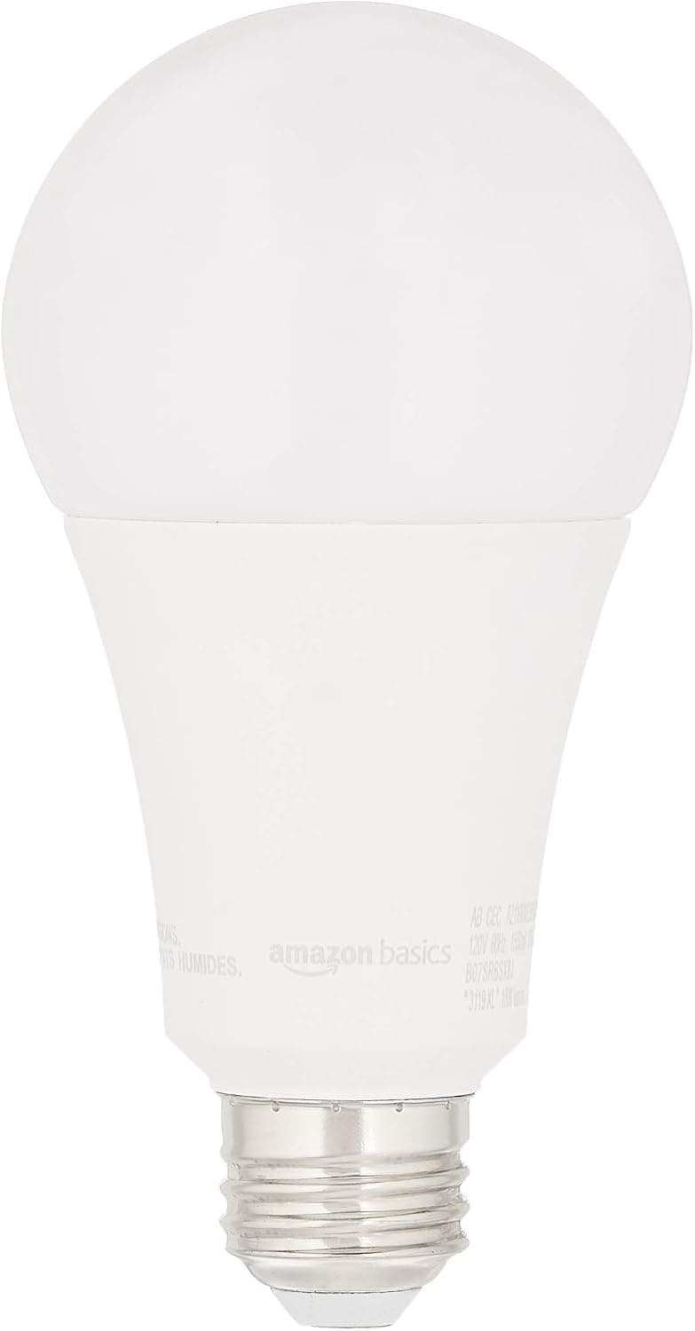 Amazon Basics 100W Equivalent, Daylight, Dimmable, 15,000 Hour Lifetime, CEC Compliant, A21 LED Light Bulbs | 6-Pack