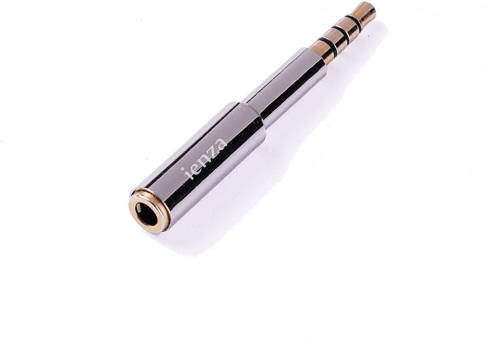 ienza® 3.5mm 4-Pole Male to 3.5mm 4-Pole Female Audio Jack Extender / Adapter Cable for iPhone 5/5s/6/6s and Android Smartphone Battery and Thick Protective Cases, ModelMETAL