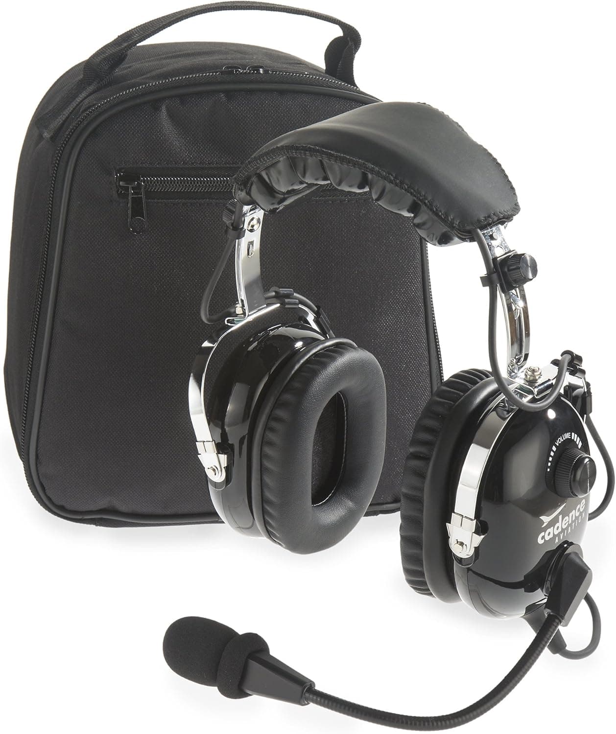 Cadence CA500 Premium PNR Pilot Aviation Headset with Aux Input and Carrying Case - Black