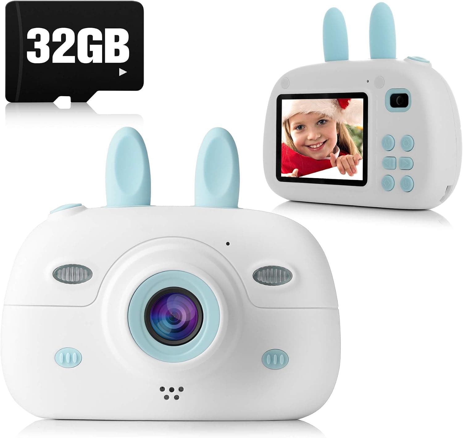 Kids Camera, 8.0MP 1080P Digital Video Camera Rechargeable Child Camcorder Shockproof Kids Toy Camera with 2.4″ IPS Screen,32GB TF Card,OTG Function, for 3-12 Years Old Girls Boys(Blue)