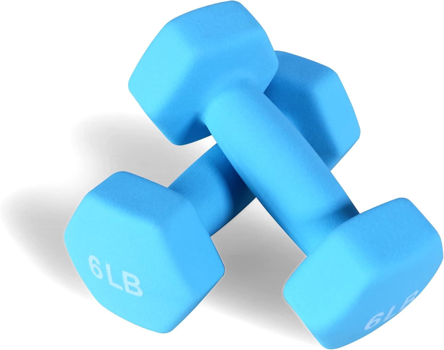 Signature Fitness Set of 2 Neoprene Dumbbell Hand Weights, Anti-Slip, Anti-roll, Hex Shape Colorful