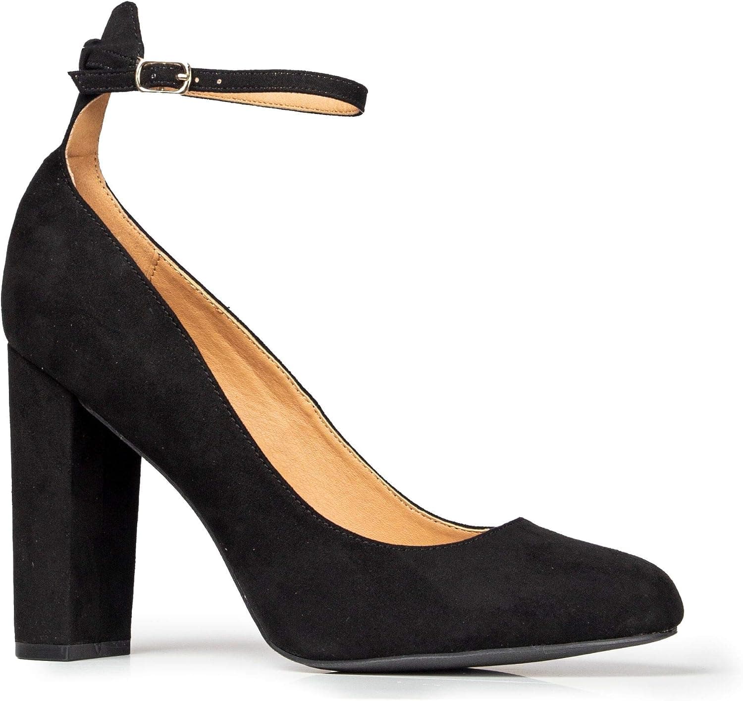 J. Adams Ankle Strap High Heel - Trendy Block Heel Pump - Classic Ankle Buckle Party Shoe - Emery
