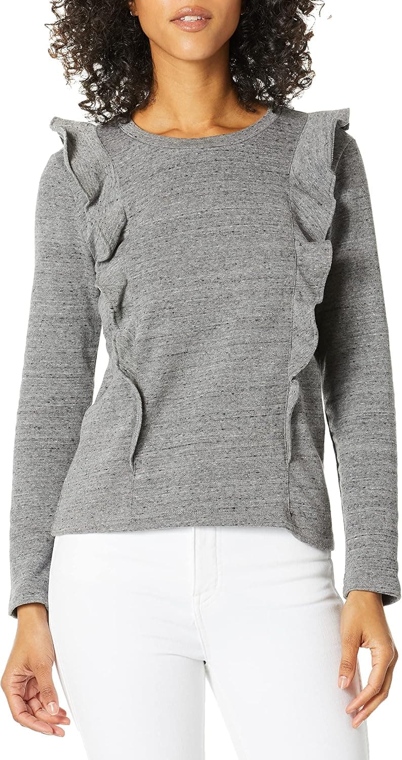 J.Crew Mercantile Women's Ruffle Trim Crewneck Sweatshirt