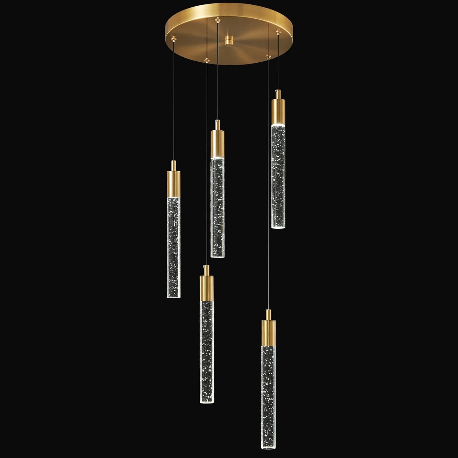zhllmq Modern Light Fixture Kitchen Island Pendant Light Dimmable LED Gold Mini Pendant Lighting Dinning Room Living Room Kitchen Gold Pendant Lights（5-Light ）…