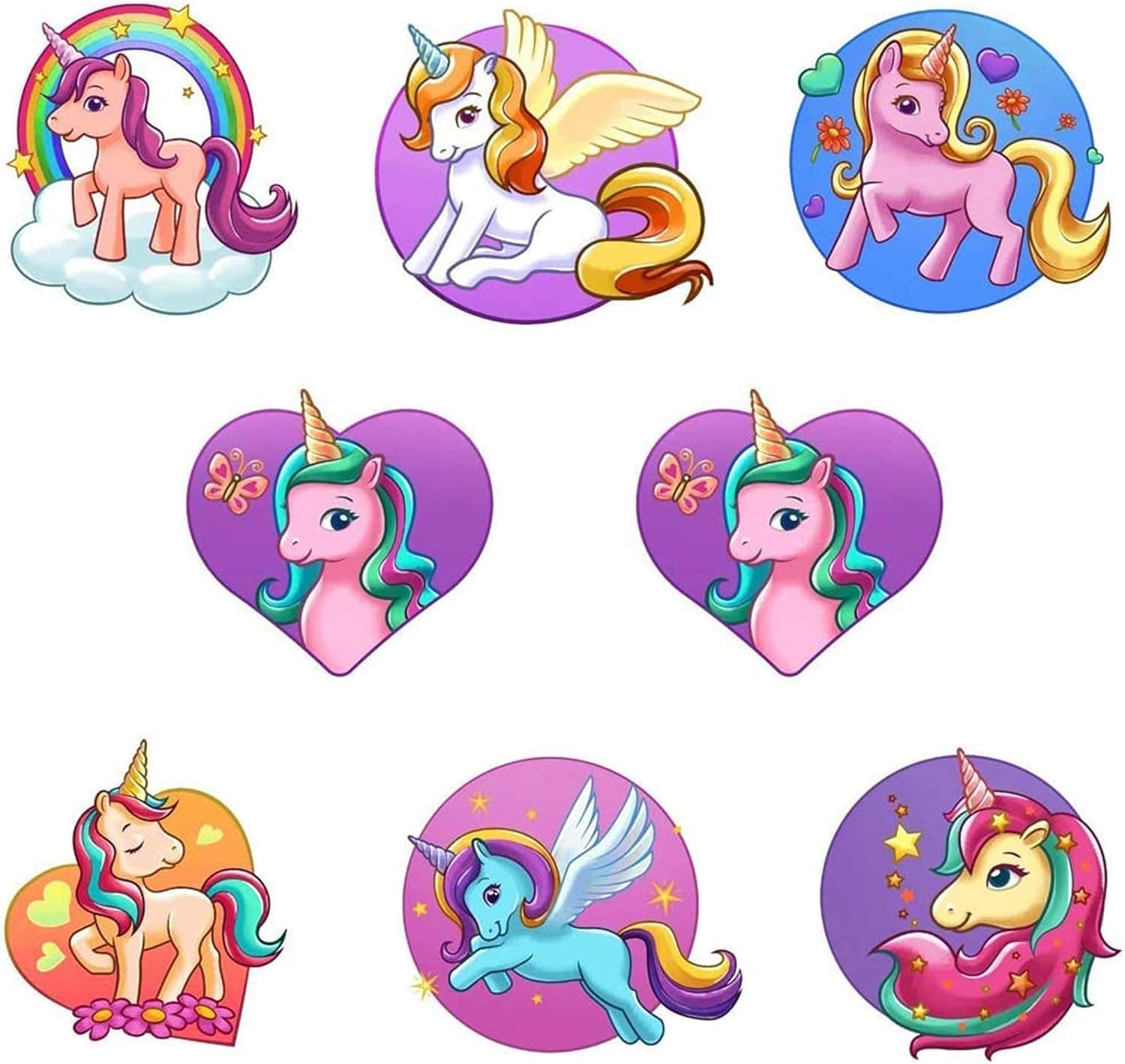 Beautiful Unicorn Small Cartoon Temporary Tattoos Kids Rainbow Pink Pony Horses Butterfly Flowers Stars Girls Children Birthday Party Favor Sticker Gifts
