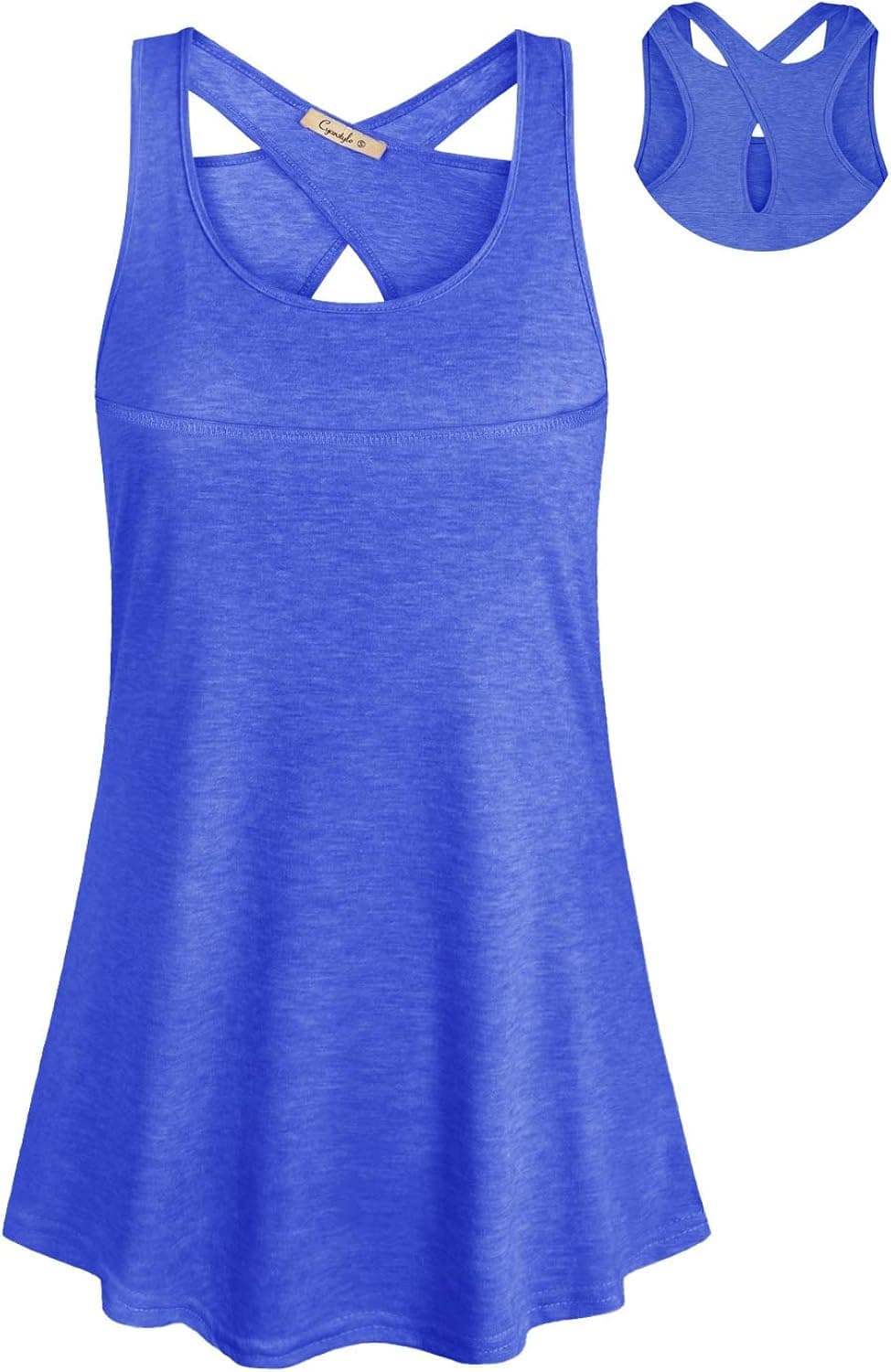 Cyanstyle Women Tank Tops Blue Small