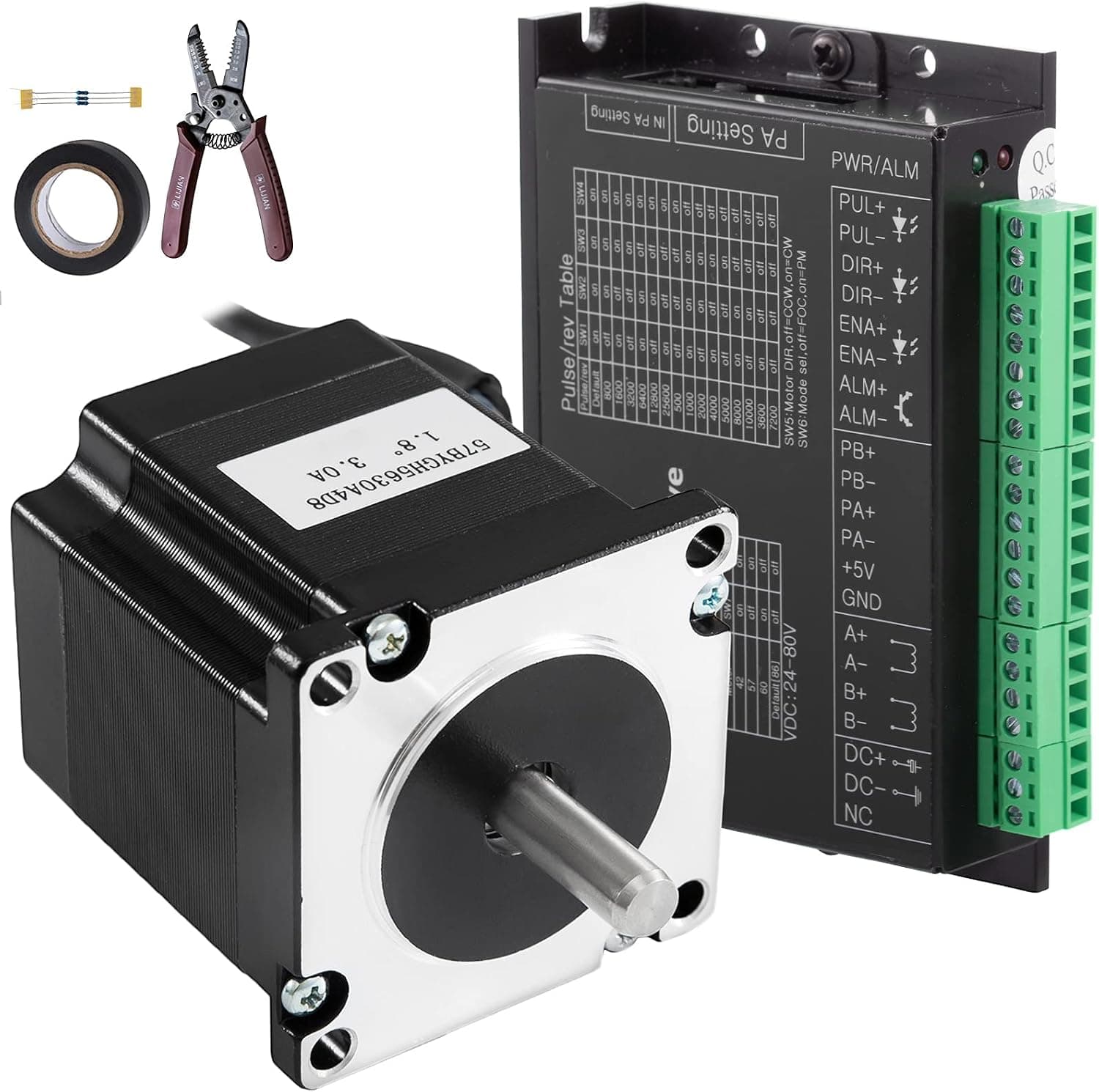 Mophorn Nema23 1.2N.m Closed Loop Servo Motor Stepper Motor 75mm 3A 2Phase Hybrid Servo Driver Controller CNC Kit for CNC Router Engraving Milling Machine