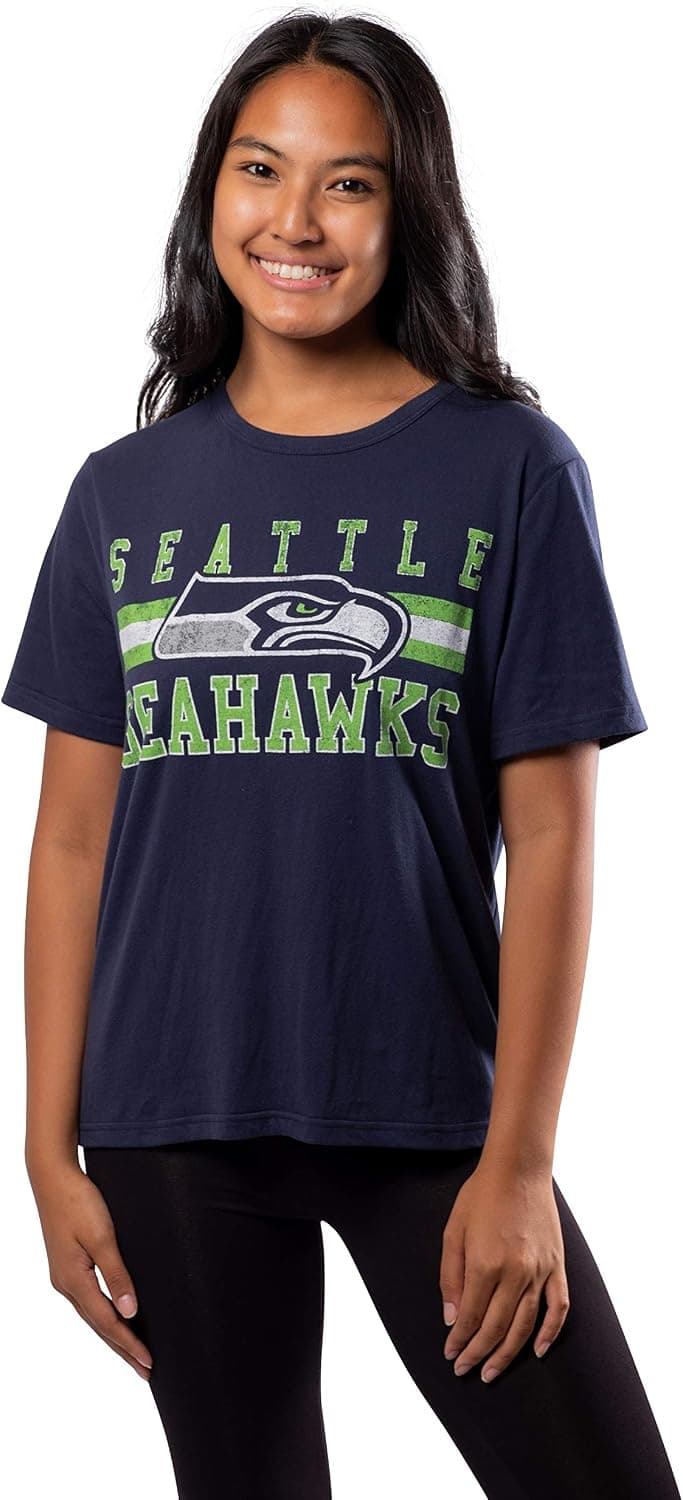 Ultra Game Women's NFL Super Soft Distressed Graphics Vintage T-Shirt