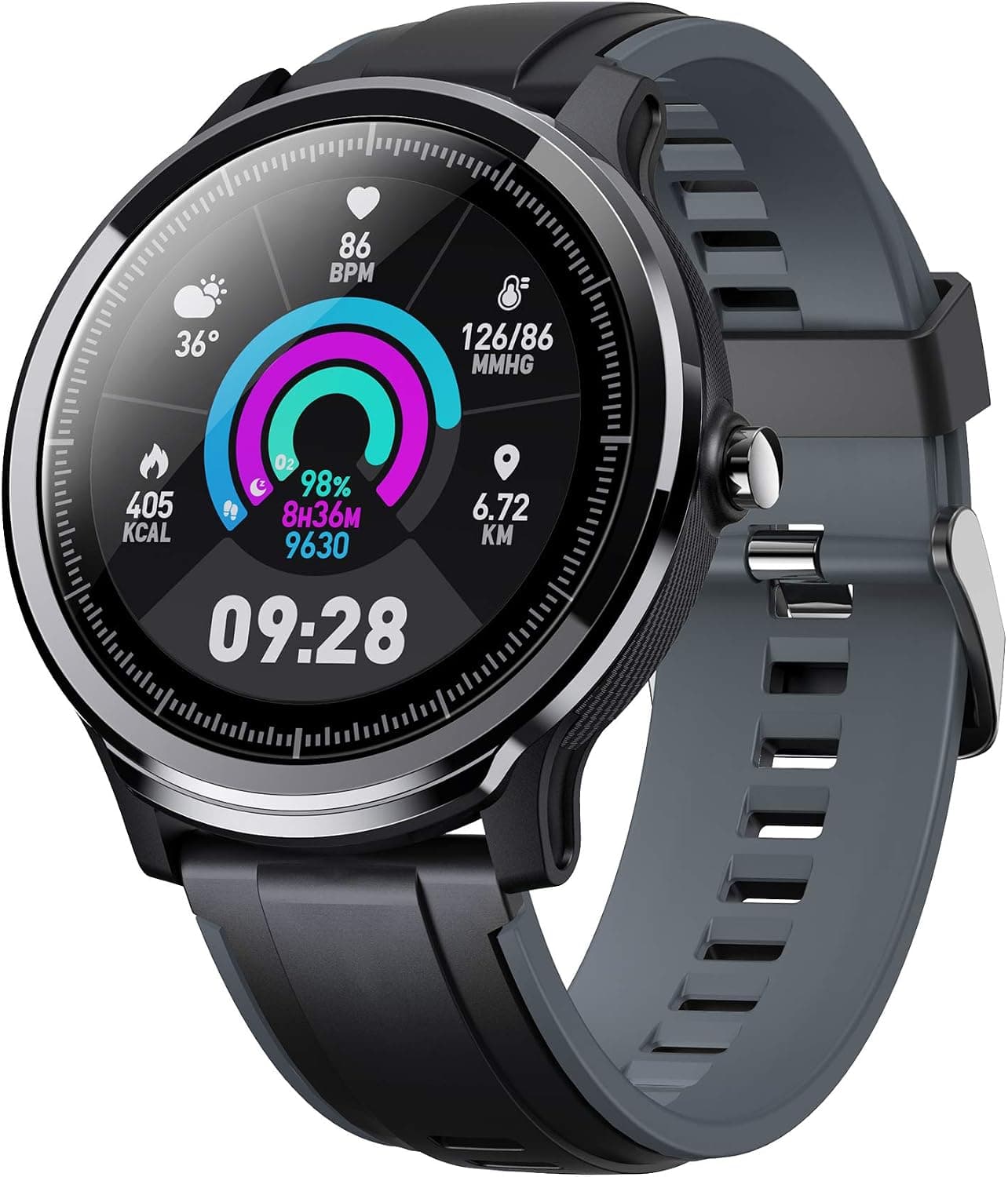 Smart Watch for Android and iOS Phone, Fitnees Tracker with 1.3" Full Touch Screen Pedometer Heart Rate Sleep Monitor Tracker IP68 Waterproof Watch for Men Women