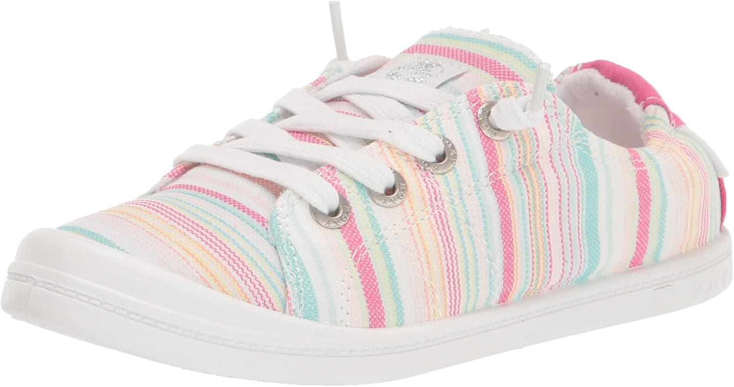Roxy Girls Rory Slip on Sneaker Shoe, Stripe Barely Pink Exc, 12 Little Kid