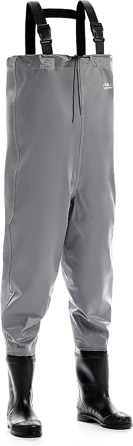 Foxelli Chest Waders - 2-ply Nylon/PVC Waterproof Fishing Waders for Men & Women with Boots, Lightweight Bootfoot Waders