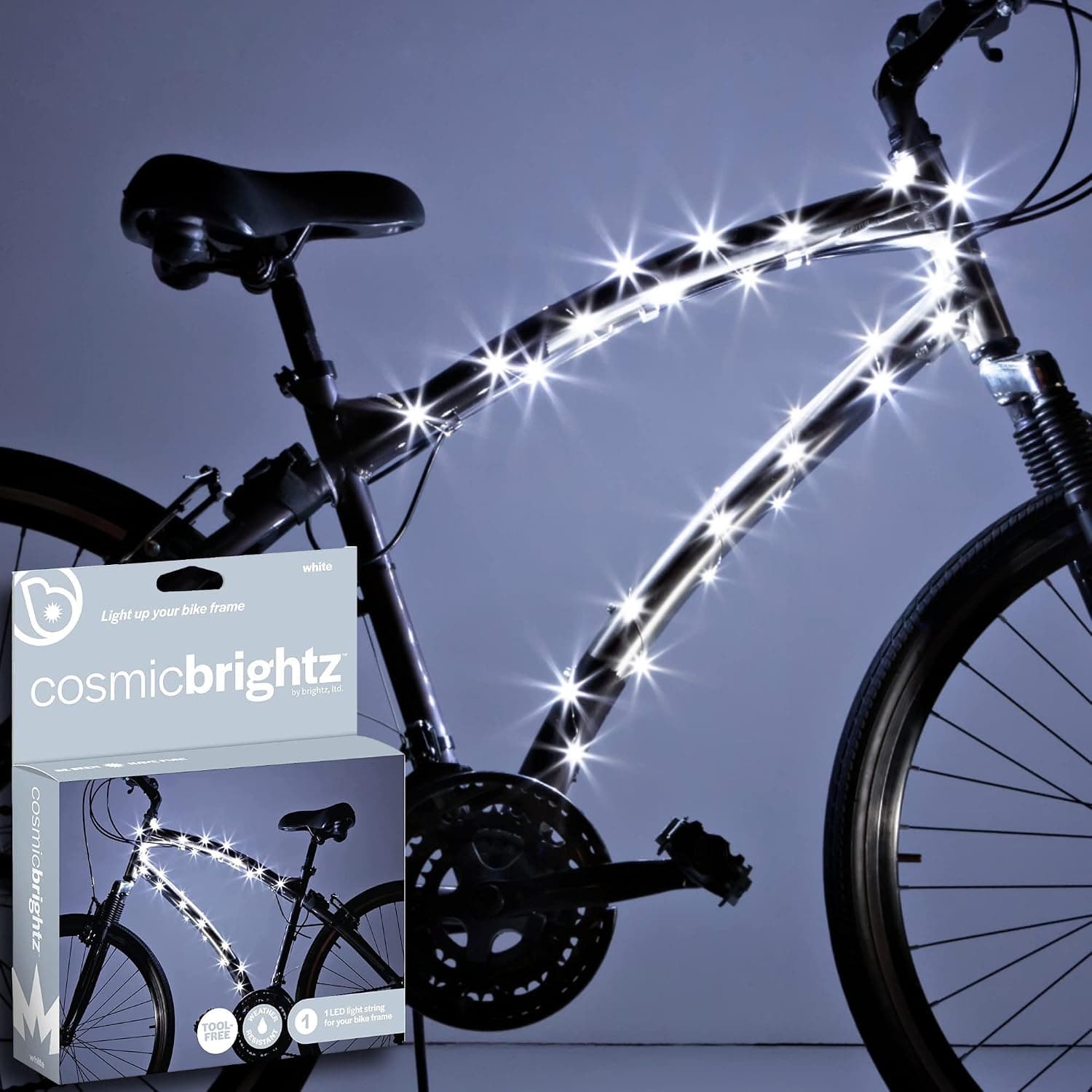 Brightz CosmicBrightz LED Bike Frame Rope Light - 6.5-Foot String Rope - Battery-Powered with On/Off Switch - Ultra Bright Color Keeps Your Ride Fun and Safe for Kids, Teens, & Adults