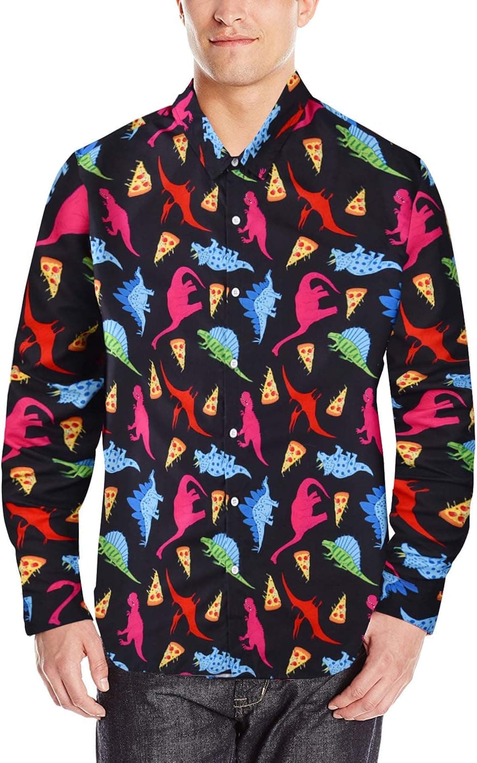 Mens Design Dress Shirts - Fashion African Print Funny Long Sleeve Button Down Shirts