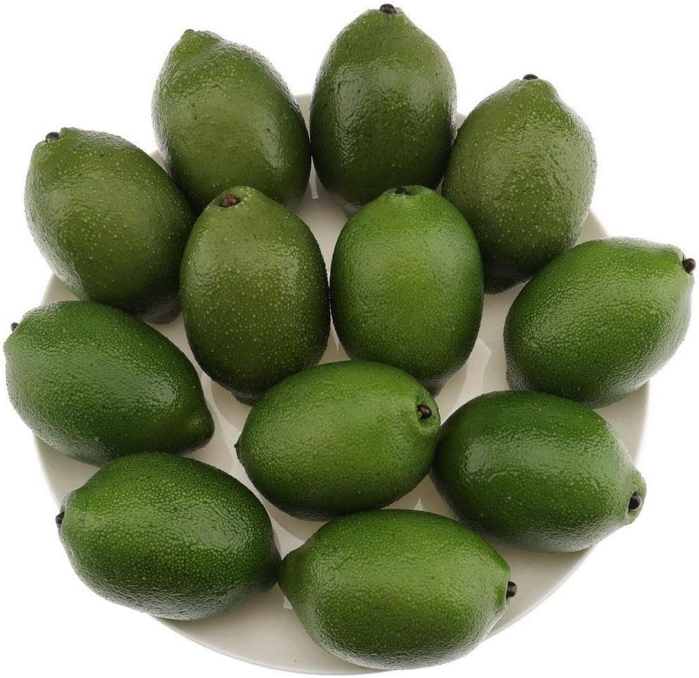 Gresorth 12pcs High-Grade Fake Green Lemon Decoration Realistic Fruits Artificial Lime for Home Party Holiday Adornment