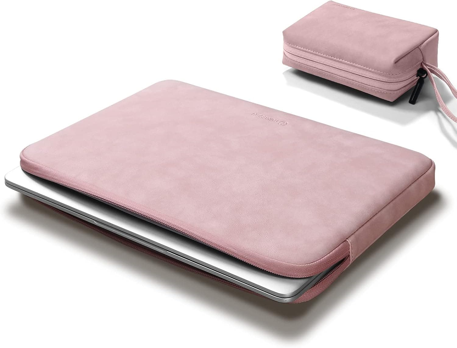TAIKESEN Laptop Sleeve Compatible with MacBook Air/Pro, 13-13.3 inch Notebook, Compatible with MacBook Pro 14 2023 A2779 M2 A2442 M1 A2681 A2337 /Pro 13 A2338, PU Material Bag with Small Case, Pink