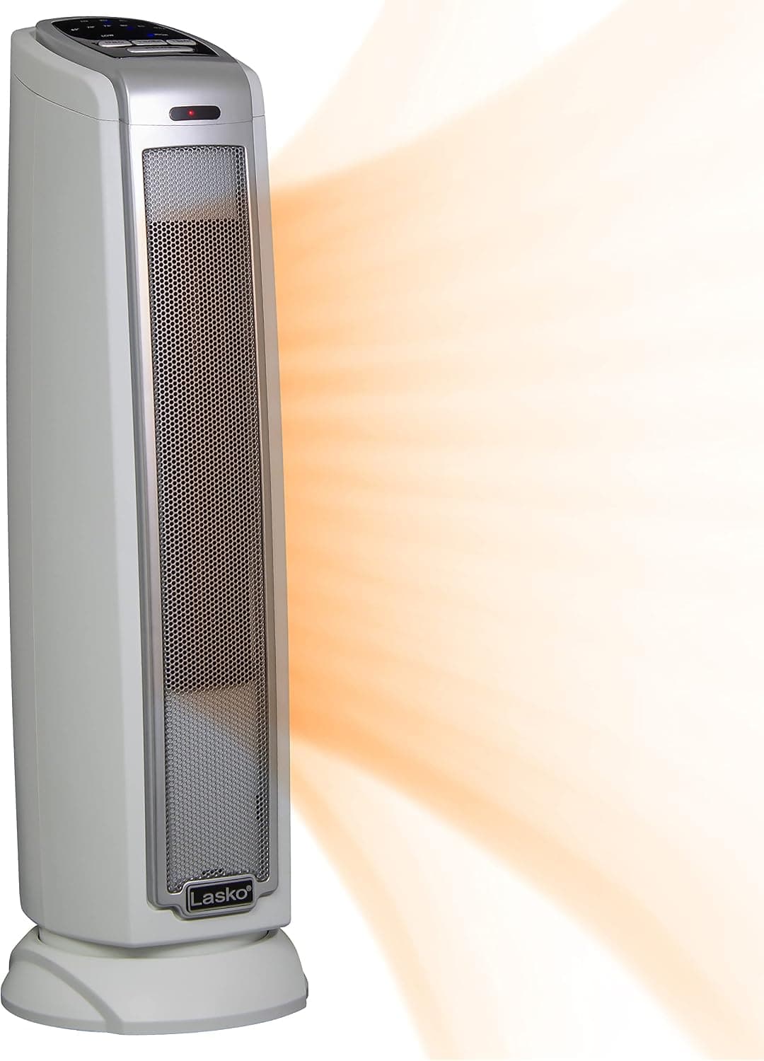 Lasko Oscillating Ceramic Tower Space Heater for Home with Overheat Protection, Timer, 22.5 Inches, Silver, 1500W, 5775