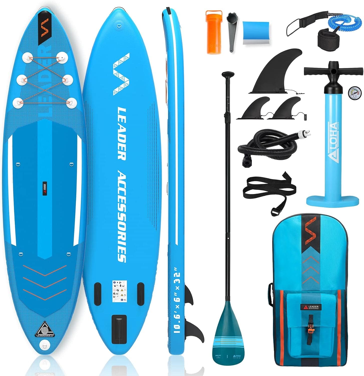 Leader Accessories Inflatable Stand Up Paddle Board with Premium SUP Accessories, Adjustable Paddle, ISUP Backpack, Hand Pump, Non-Slip Deck for Youth & Adult, 10'6" x 32" x 6"