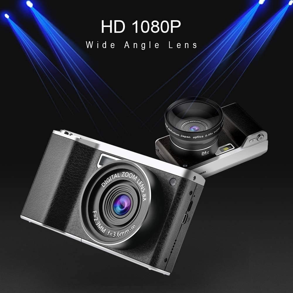 Digital Camera,Vlogging Camera 4.0 Inch Touch Screen 24MP FHD 1080P Wide Angle Lens YouTube Camera 8X Digital Zoom Camera with Flash Microphone