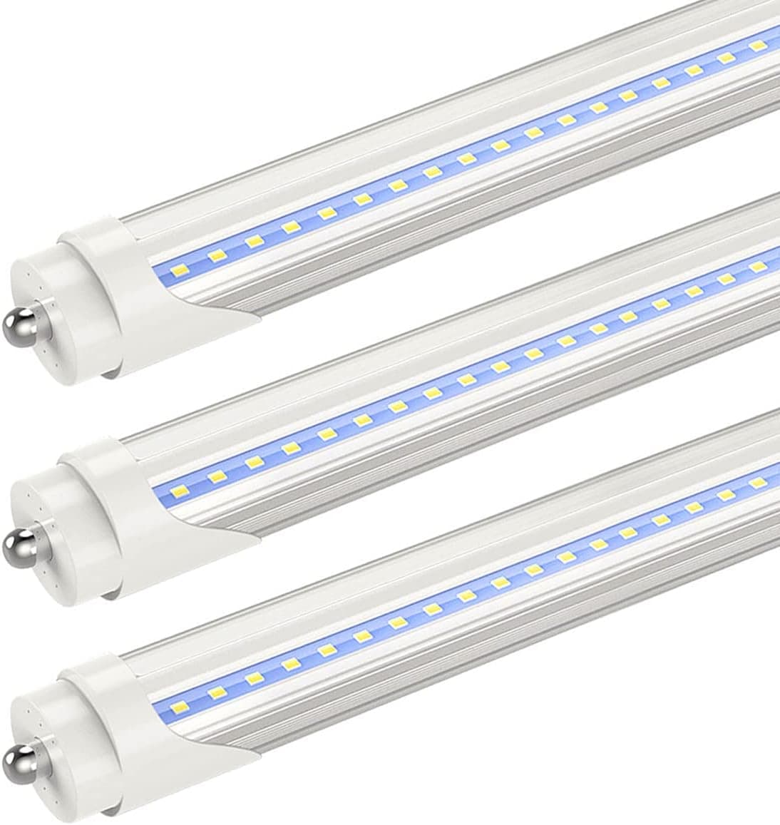CNSUNWAY LIGHTING 8FT LED Bulbs, 45W 5400LM 6000K Super Bright, FA8 Single Pin LED Light Tube, Clear Cover, Ballast Bypass, T8 T10 T12 Fluorescent Light Bulbs Replacement - 25 Pack