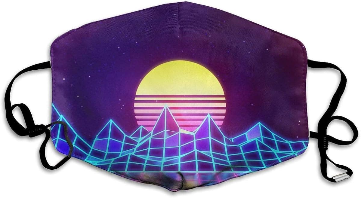Vaporwave Unisex Anti-dust Face Mouth Windproof Adjustable Washable Dust Face Shield with 2 Filter White