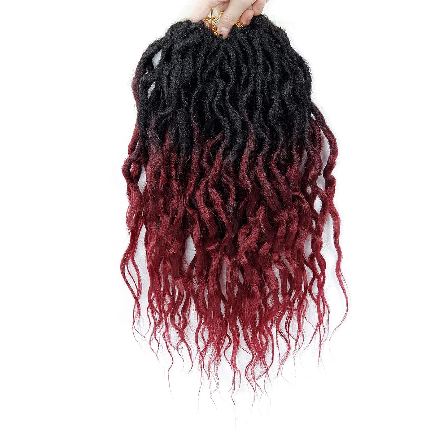 BE Hair Faux Locs Crochet Hair 16Inch 6Packs Pre-looped Goddess Hair, with Soft Curly Ends Dreadlocks Synthetic Braids Extensions (16, TBUG)