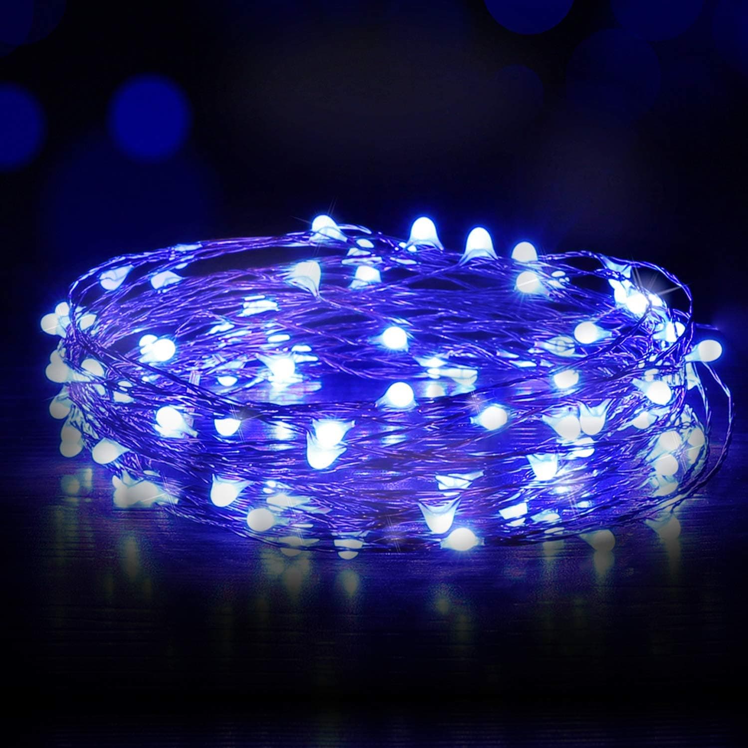 Ariceleo USB Powered Fairy Lights, 50 led 16 ft. USB Plug in Copper Wire USB String Lights for Bedroom Christmas Decoration Wedding Party Firefly Lights (Blue,1 Pack)