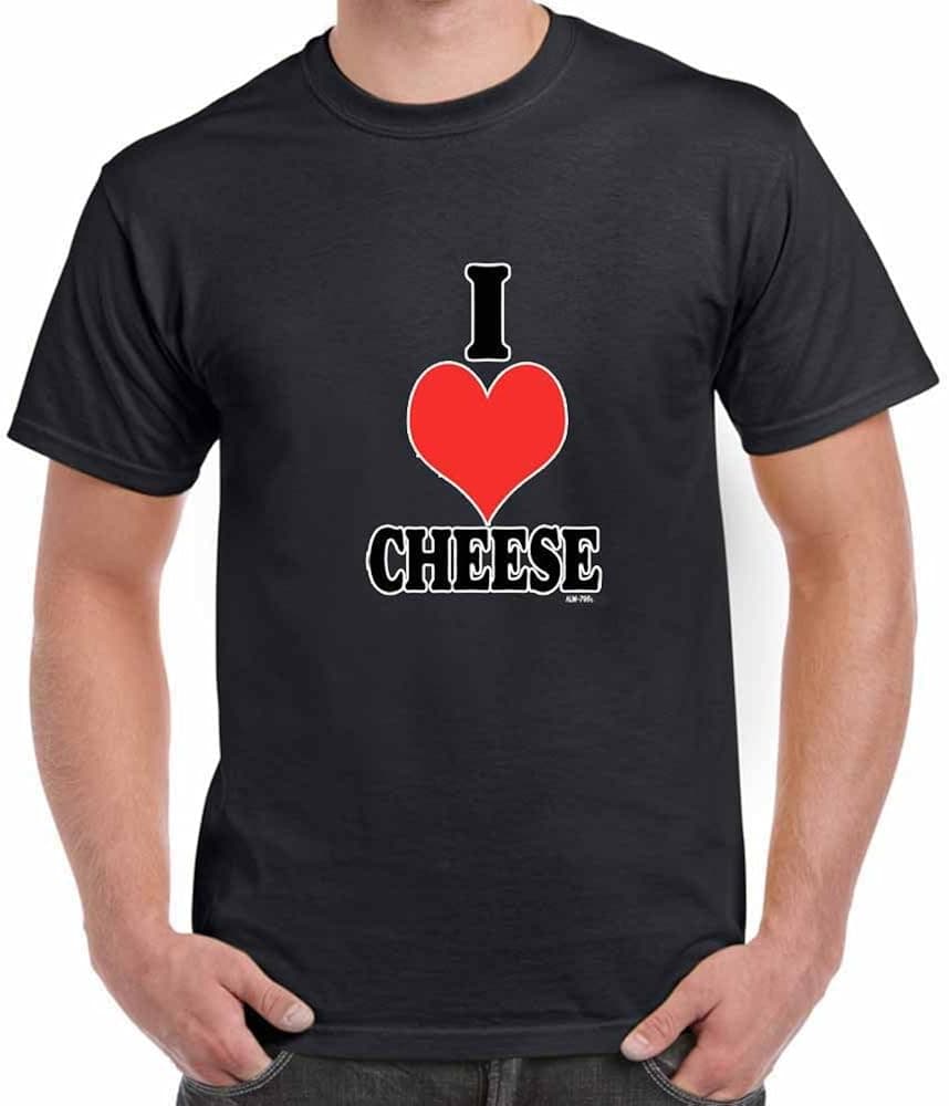 ALM-786t Mens Funny Printed T Shirts-I Love Cheese-Dad Boyfriend Gift Birthday
