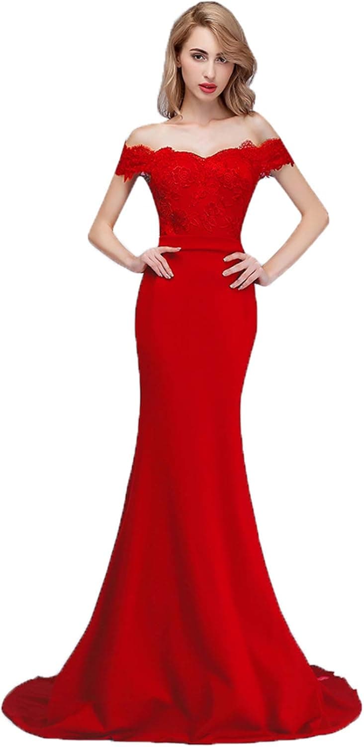 honey qiao Off The Shoulder Mermaid Bridesmaid Dresses Long Lace Prom Party Gowns