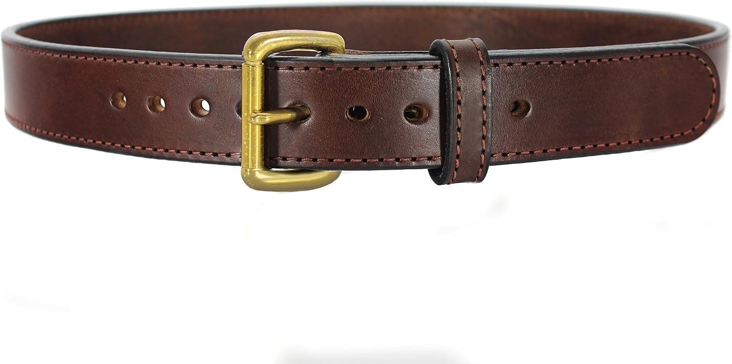 Daltech Force Bull Hide Leather Belt - Stitched 1.5" Wide CCW Concealed Carry Gun Belt 14-15 oz Thickness - Made in USA