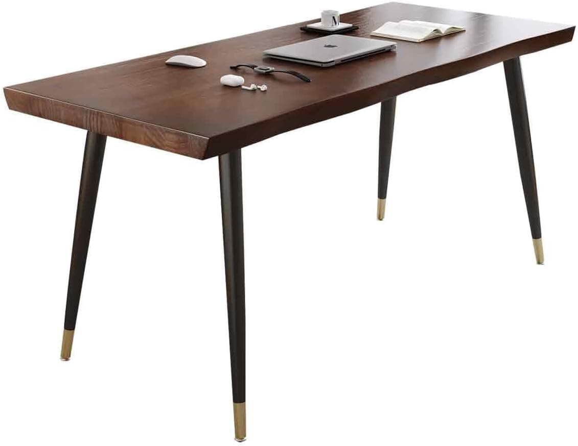 ZAJJSP Modern Solid Wood Desk Home Office Writing Table Computer Desks with Metal Legs, 55 inch W