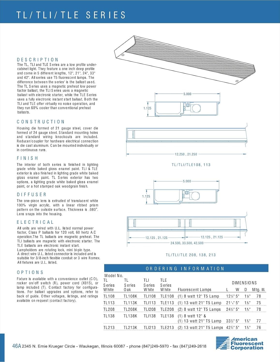 American Fluorescent TL208R 24" Slim Undercabinet
