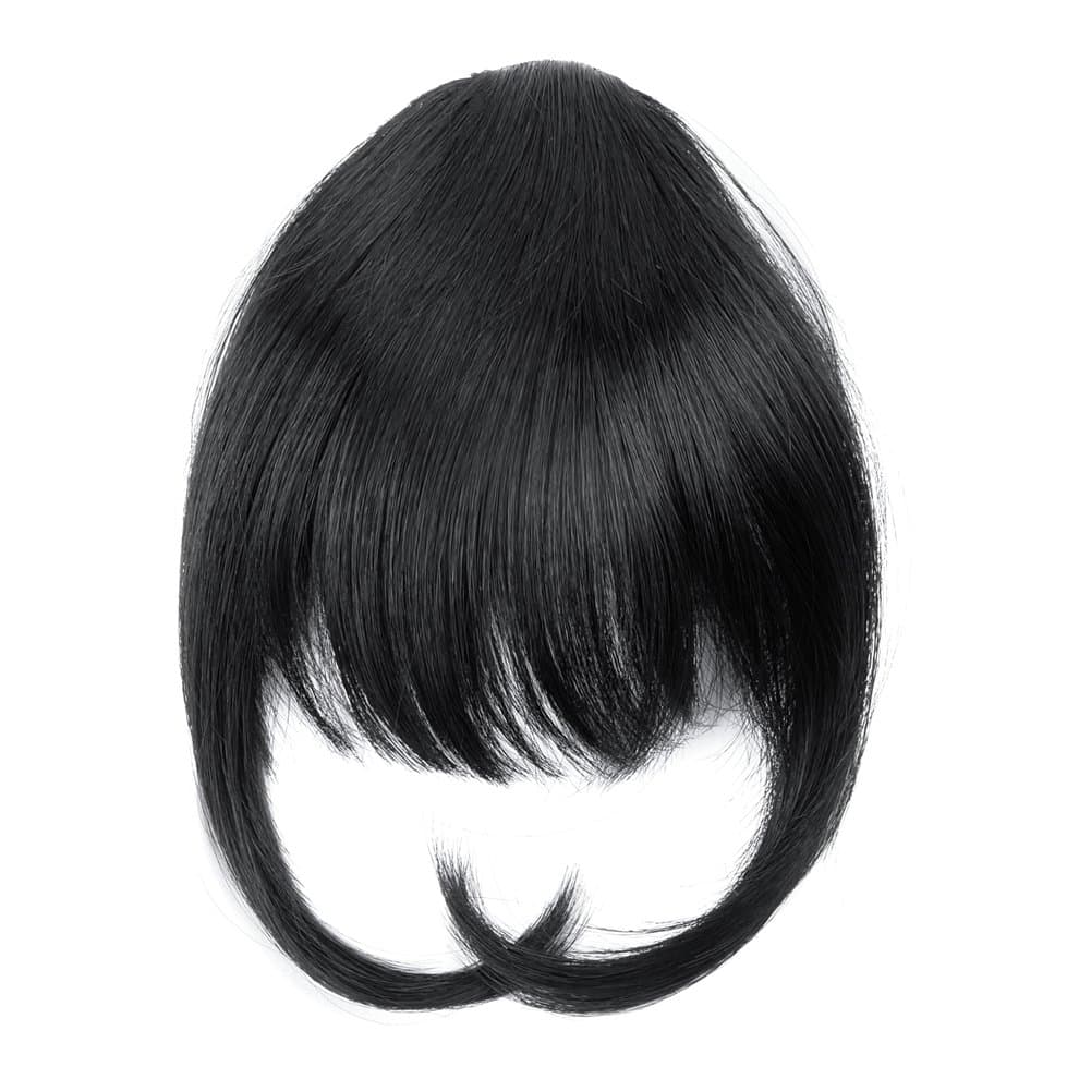 Ty.Hermenlisa Synthetic Clip in Hair Bang Extensions Heat Resistant Short Straight Fringe Hairpiece Accessory, 1Pc, 20g, Taylor-Jet Black (#1)