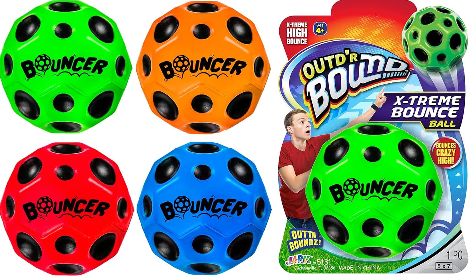 JA-RU Space Balls Extreme High Bouncing Ball & Pop Sounds Meteor Space Ball Toy Mega Hi Bouncy Ball. Party Favor Rubber Bounce Ball for Kids & Adults Water Ball Boys Toys 5131