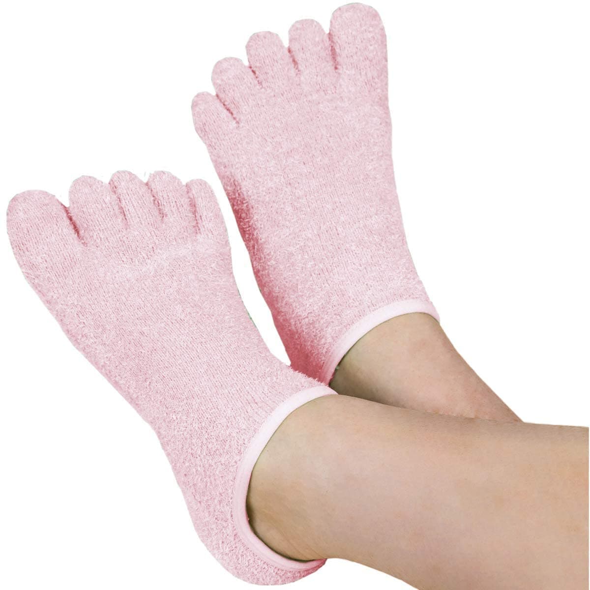 LE EMILIE 5 Toe Moisturizing Gel Socks | Perfect Gift for Healing Dry Cracked Heels and Feet | Infused with Aromatherapy Blend of Lavender and Jojoba Oil | 1 Pair, Pink
