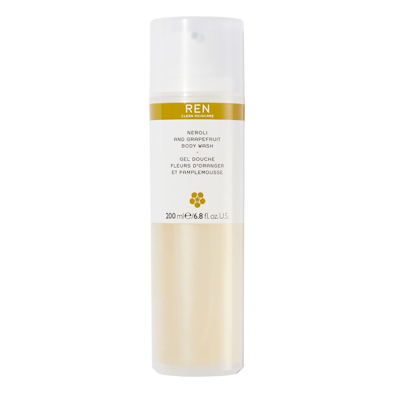 REN Clean Skincare Neroli and Grapefruit Body Wash Daily Shower Gel to Cleanse and Energize Skin, Vegan and Cruelty Free, 6.8 Fl Oz