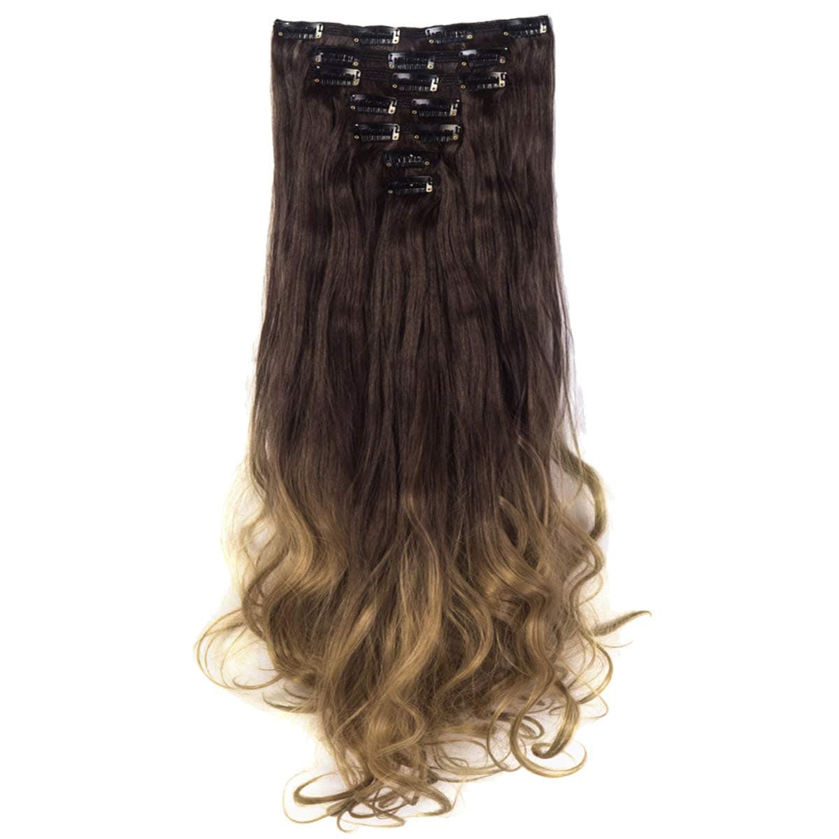 7Pcs 16 Clips 24 Inch Wavy Curly Full Head Clip in on Double Weft Hair Extensions