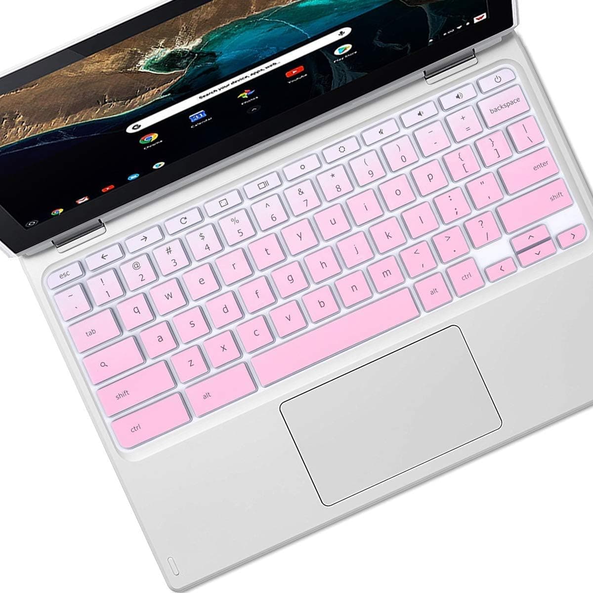 Keyboard Cover Skin Fit for Dell 14" Dell Inspiron Chromebook 14 2-in-1 C7486 |Dell Chromebook 3400 14" US Layout Keyboard Cover-Gradual Pink