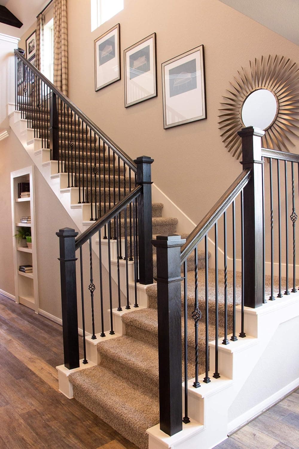 Red Oak 6010-4E 2-1/4 inch Width x 2-7/16 inch Tall Traditional Style Straight Wood Handrail for Stair Remodeling 4 feet Long