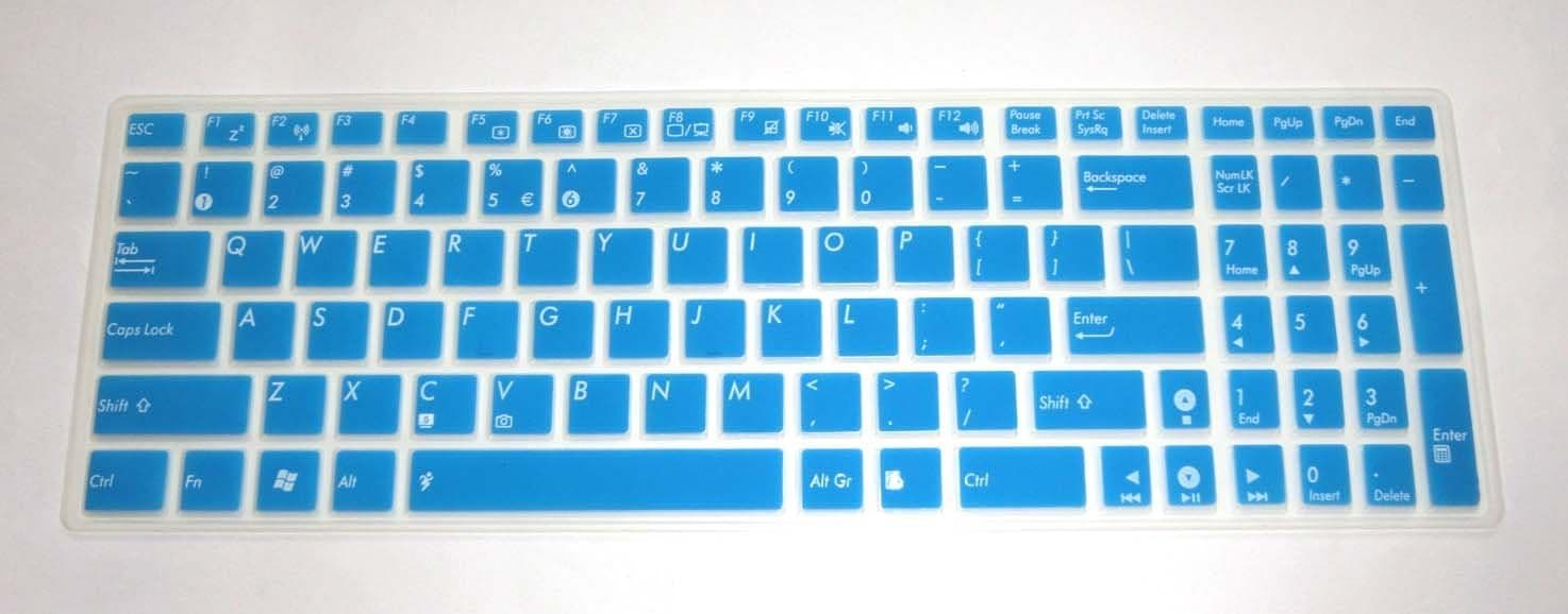 US layout Keyboard Protector Skin Cover for Asus GL552VW GL552JX G501JW Q552UB Q503UA F554LA F555UA F555LA R556LA K501UX N551JQ X550ZA X751LAV GL752VW GL702VM P2540UA P2530UA (semi-blue)