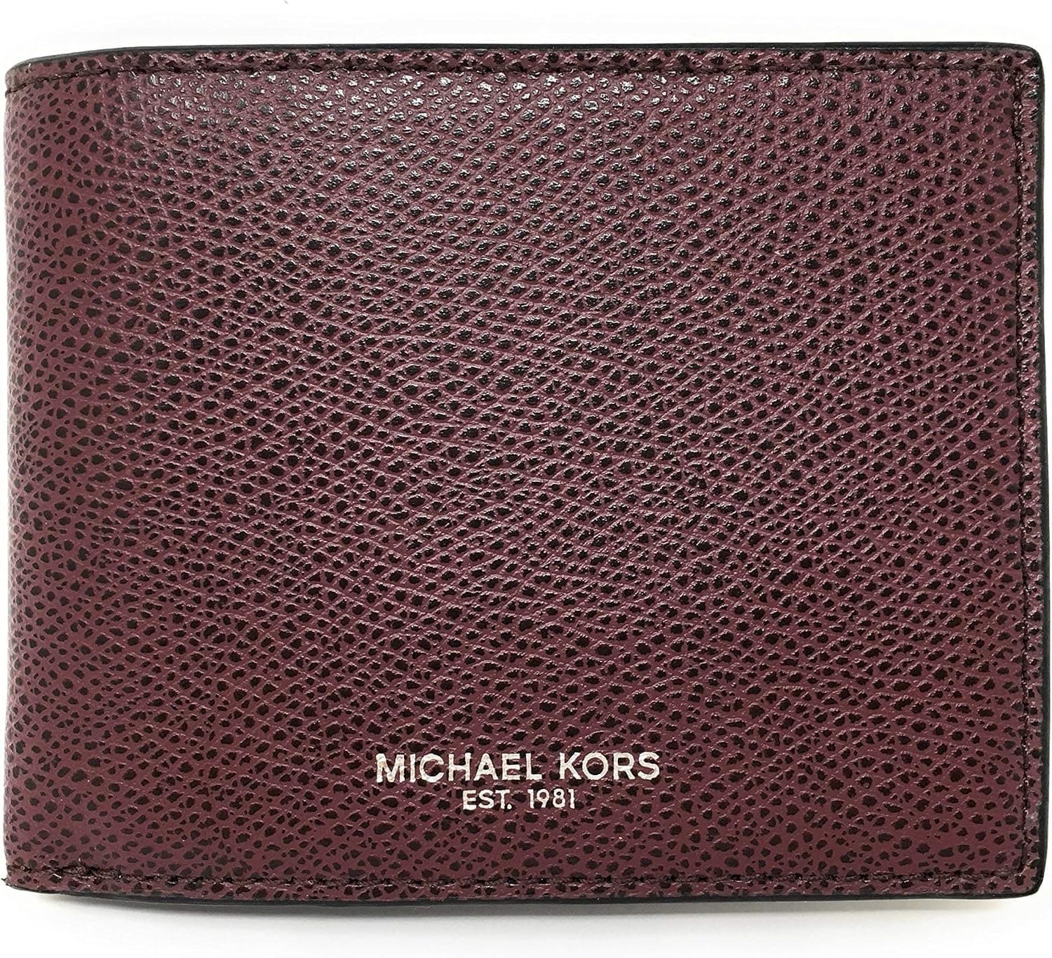 Michael Kors Warren Men's Pebbled Leather Slim Billfold Wallet (Raisin)