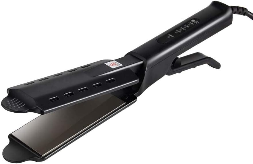 FOXSMZZ Hair Iron, Ceramic Tourmaline Ionic Flat Iron Hair Straightener, Dual use Dry and Wet for Hair Care Adjustable Temperature, for All Hair Types