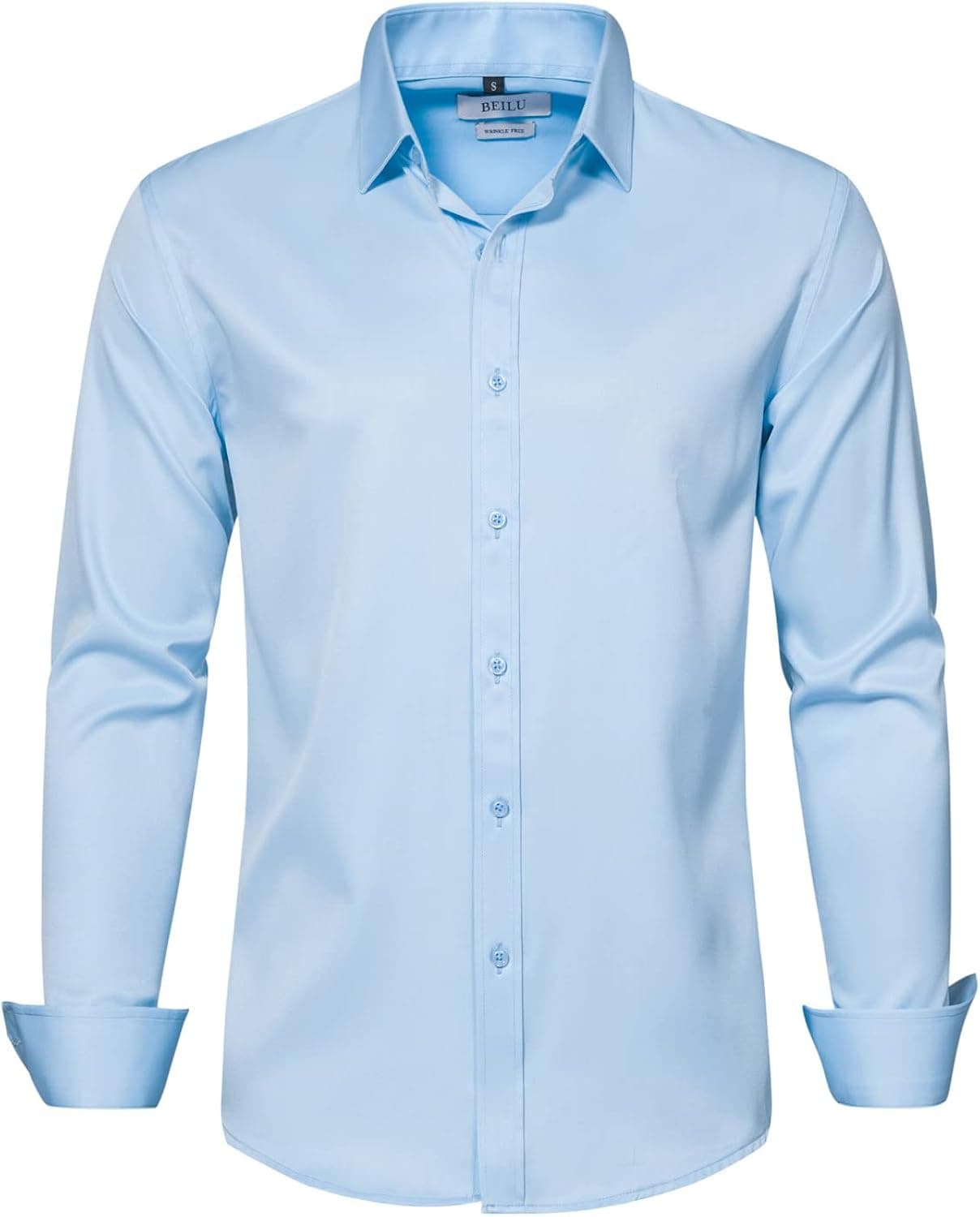 BEILU Mens Long Sleeve Dress Shirt Stretch Wrinkle-Free Casual Button Down Shirts