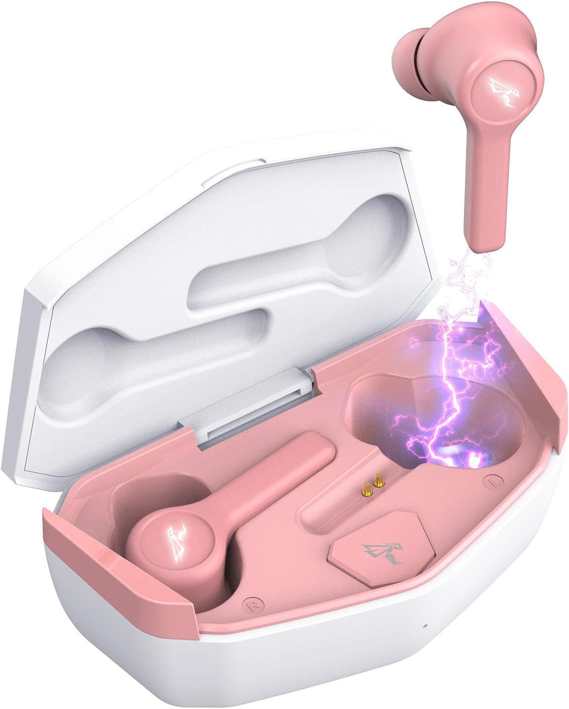 SOMIC Wireless Earbuds Pink, Bluetooth 5.0 Earphones in Ear Stereo Headset with Charging Case, Wireless Headphones with18H+ Playing Time, Waterproof, LED Light for Girls, Women