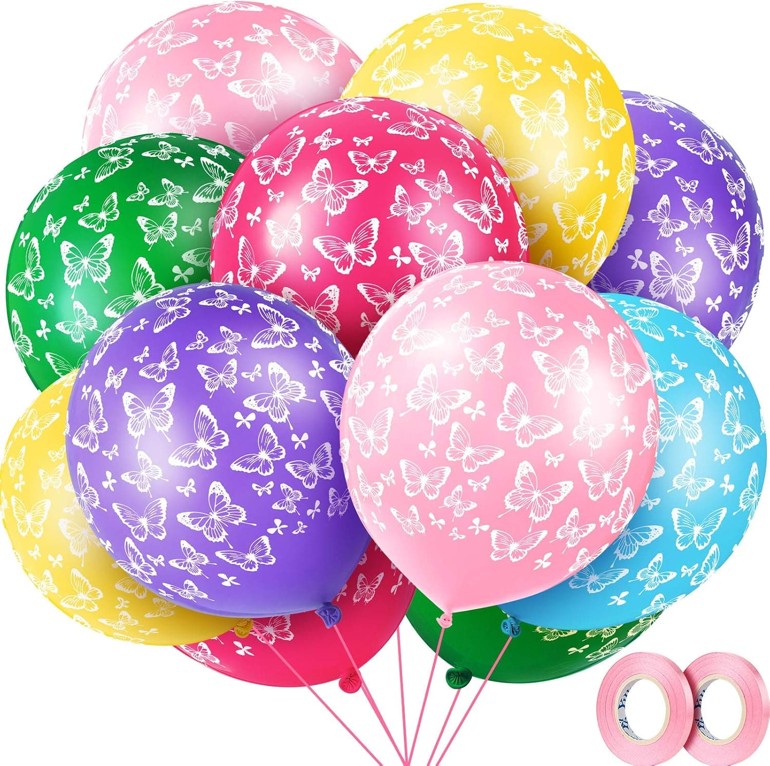 36 Pieces Butterfly Balloons Bright Colored Butterfly Print Latex Balloons Butterfly Fairy Balloons for Fairy Butterfly Princess Theme Party Supplies Birthday Wedding Baby Shower Decorations
